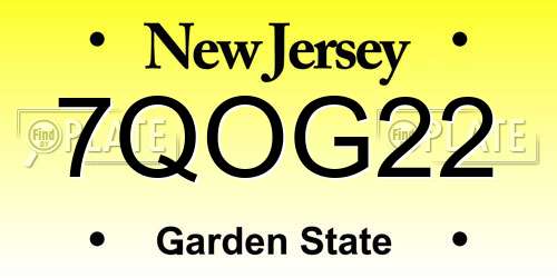7QOG22 New Jersey License Plate