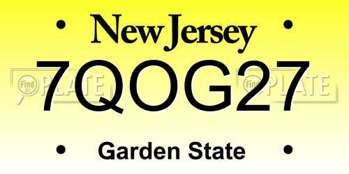 7QOG27 New Jersey License Plate