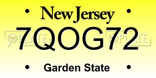 7QOG72 New Jersey License Plate