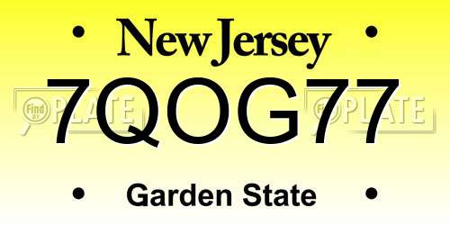 7QOG77 New Jersey License Plate