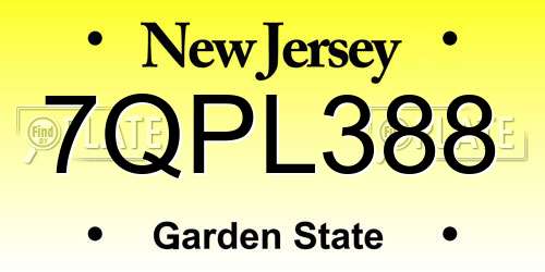 7QPL388 New Jersey License Plate