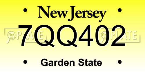 7QQ402 New Jersey License Plate