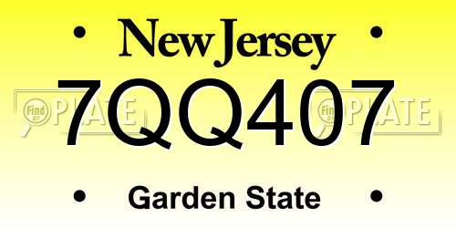 7QQ407 New Jersey License Plate