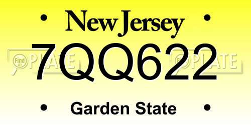 7QQ622 New Jersey License Plate