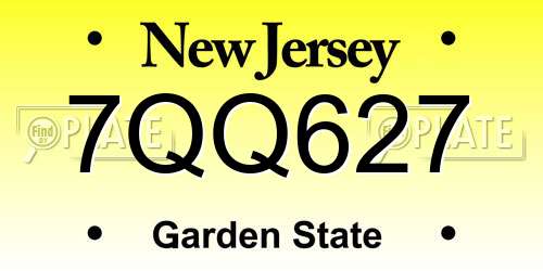 7QQ627 New Jersey License Plate