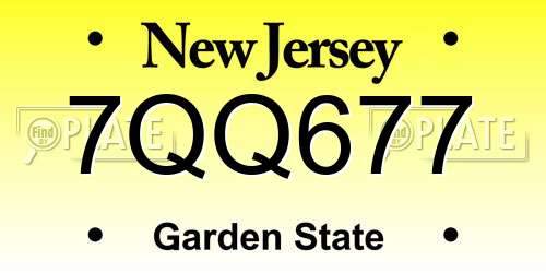 7QQ677 New Jersey License Plate