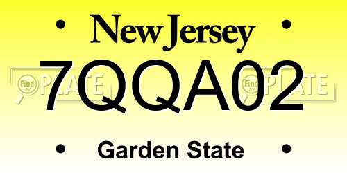 7QQA02 New Jersey License Plate