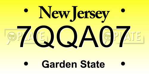 7QQA07 New Jersey License Plate