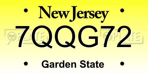7QQG72 New Jersey License Plate