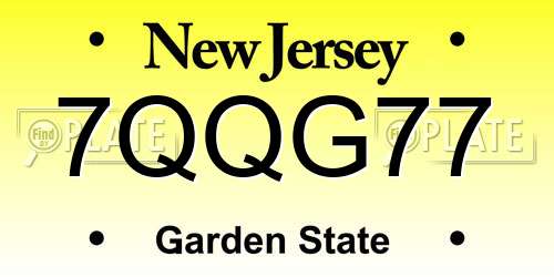 7QQG77 New Jersey License Plate