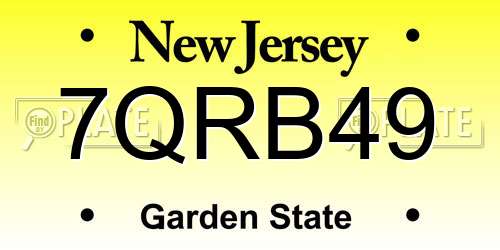7QRB49 New Jersey License Plate