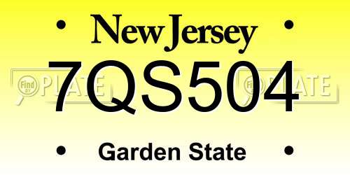 7QS504 New Jersey License Plate