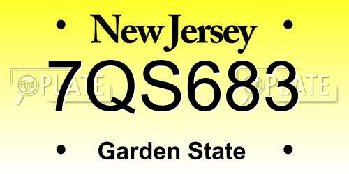 7QS683 New Jersey License Plate