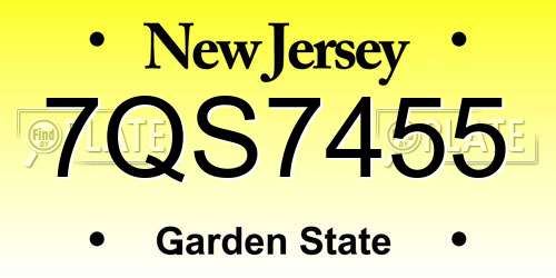 7QS7455 New Jersey License Plate