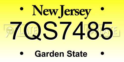 7QS7485 New Jersey License Plate