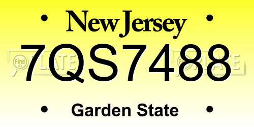 7QS7488 New Jersey License Plate