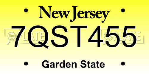 7QST455 New Jersey License Plate