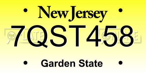 7QST458 New Jersey License Plate