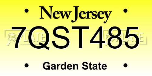 7QST485 New Jersey License Plate