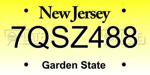 7QSZ488 New Jersey License Plate