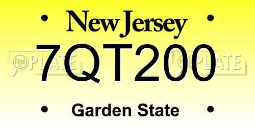 7QT200 New Jersey License Plate