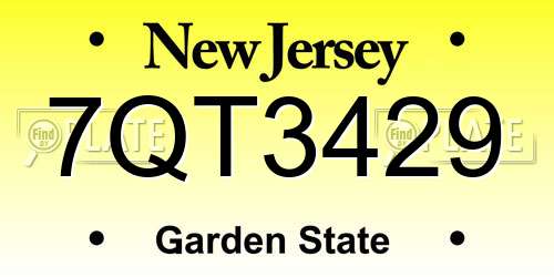 7QT3429 New Jersey License Plate