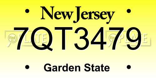 7QT3479 New Jersey License Plate