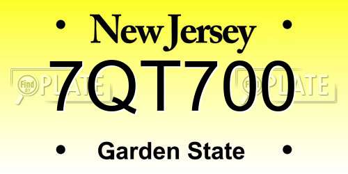 7QT700 New Jersey License Plate