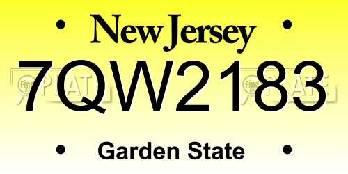 7QW2183 New Jersey License Plate