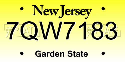 7QW7183 New Jersey License Plate