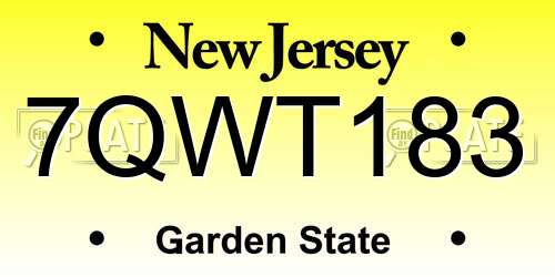7QWT183 New Jersey License Plate
