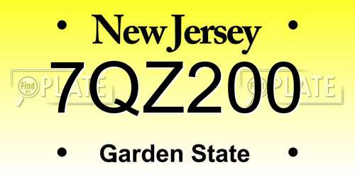 7QZ200 New Jersey License Plate