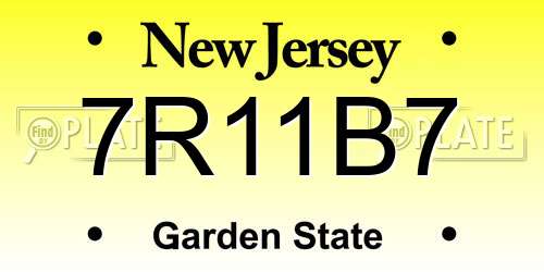 7R11B7 New Jersey License Plate