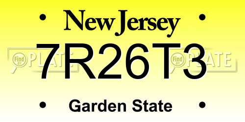 7R26T3 New Jersey License Plate