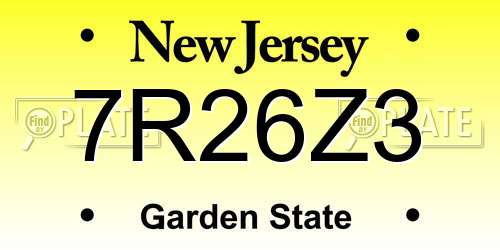 7R26Z3 New Jersey License Plate