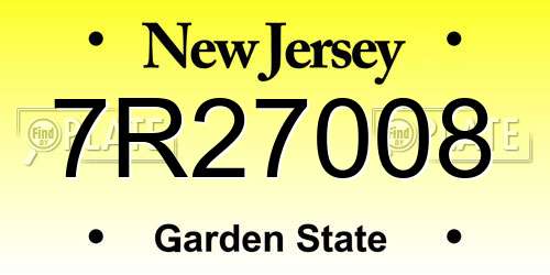 7R27008 New Jersey License Plate