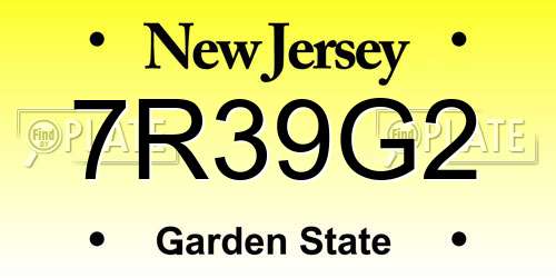 7R39G2 New Jersey License Plate