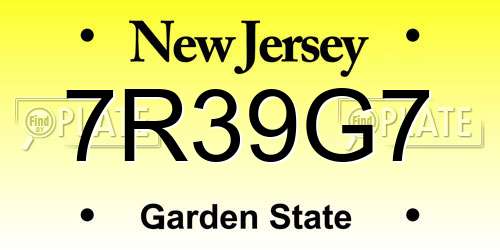 7R39G7 New Jersey License Plate