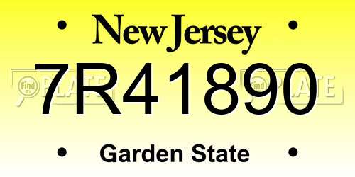 7R41890 New Jersey License Plate