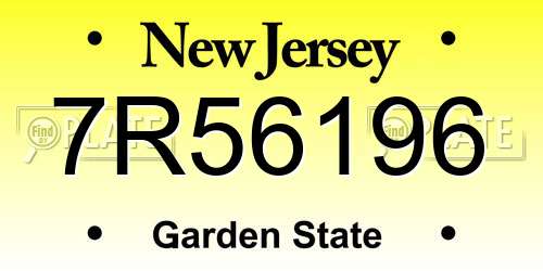 7R56196 New Jersey License Plate