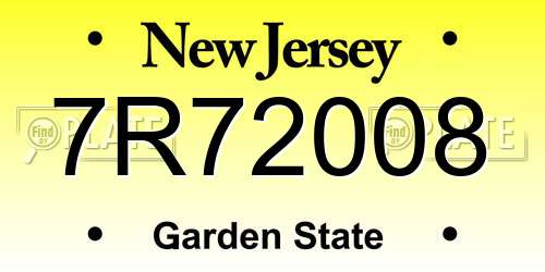 7R72008 New Jersey License Plate