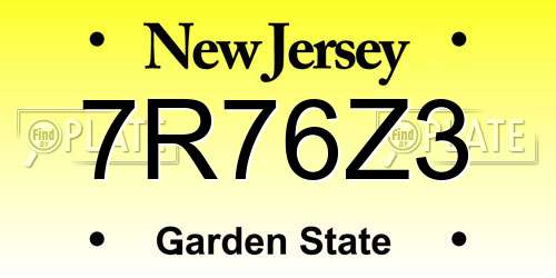 7R76Z3 New Jersey License Plate