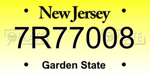 7R77008 New Jersey License Plate