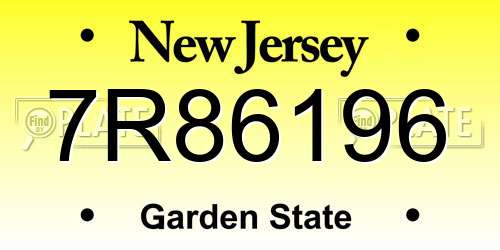 7R86196 New Jersey License Plate