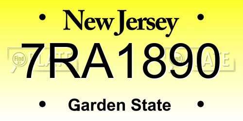 7RA1890 New Jersey License Plate