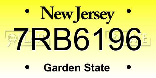 7RB6196 New Jersey License Plate