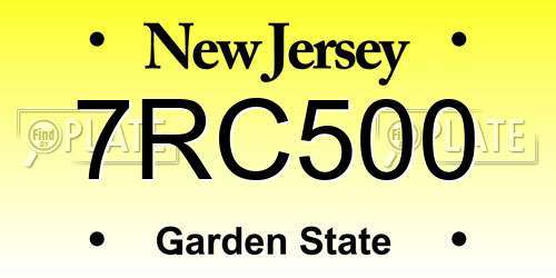 7RC500 New Jersey License Plate