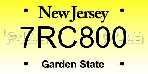 7RC800 New Jersey License Plate