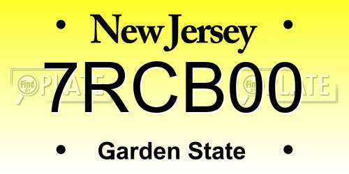 7RCB00 New Jersey License Plate