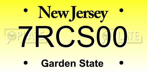 7RCS00 New Jersey License Plate